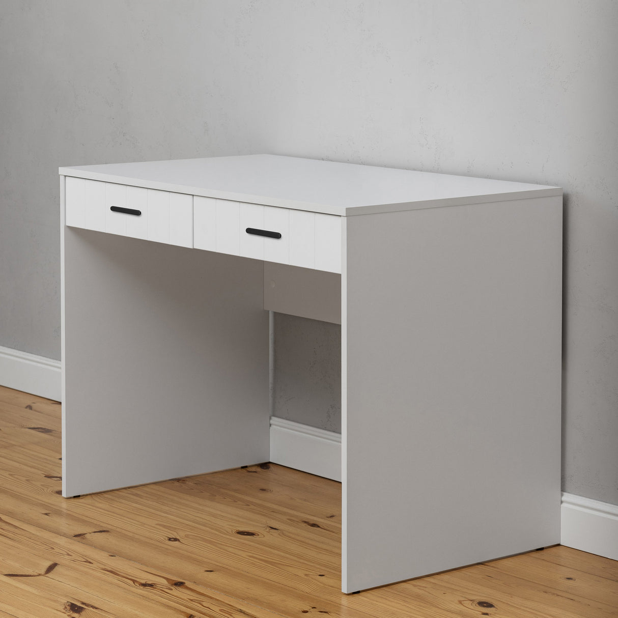 ODESSA DESK - WHITE - VJ PANEL - OVAL BLACK