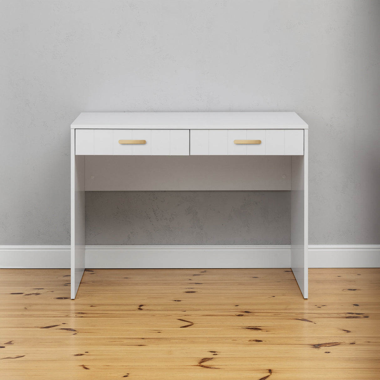 ODESSA DESK - WHITE - VJ PANEL - OVAL BRASS