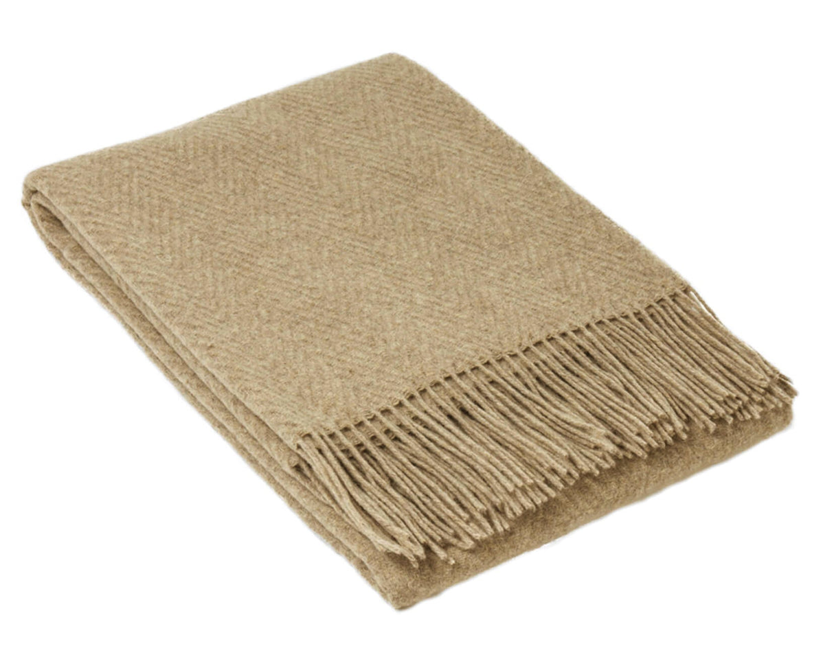 Luxurious Camel Merino Wool Blend Throw Blanket