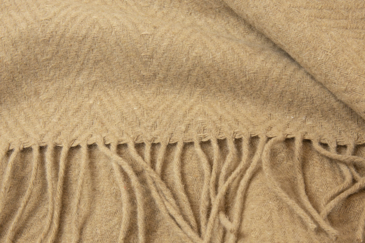 Luxurious Camel Merino Wool Blend Throw Blanket