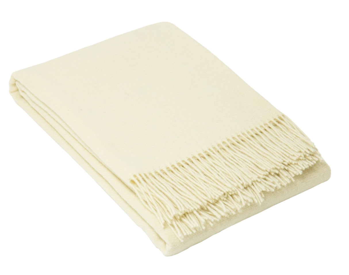 Luxury Merino Wool Blend Throw - Ivory