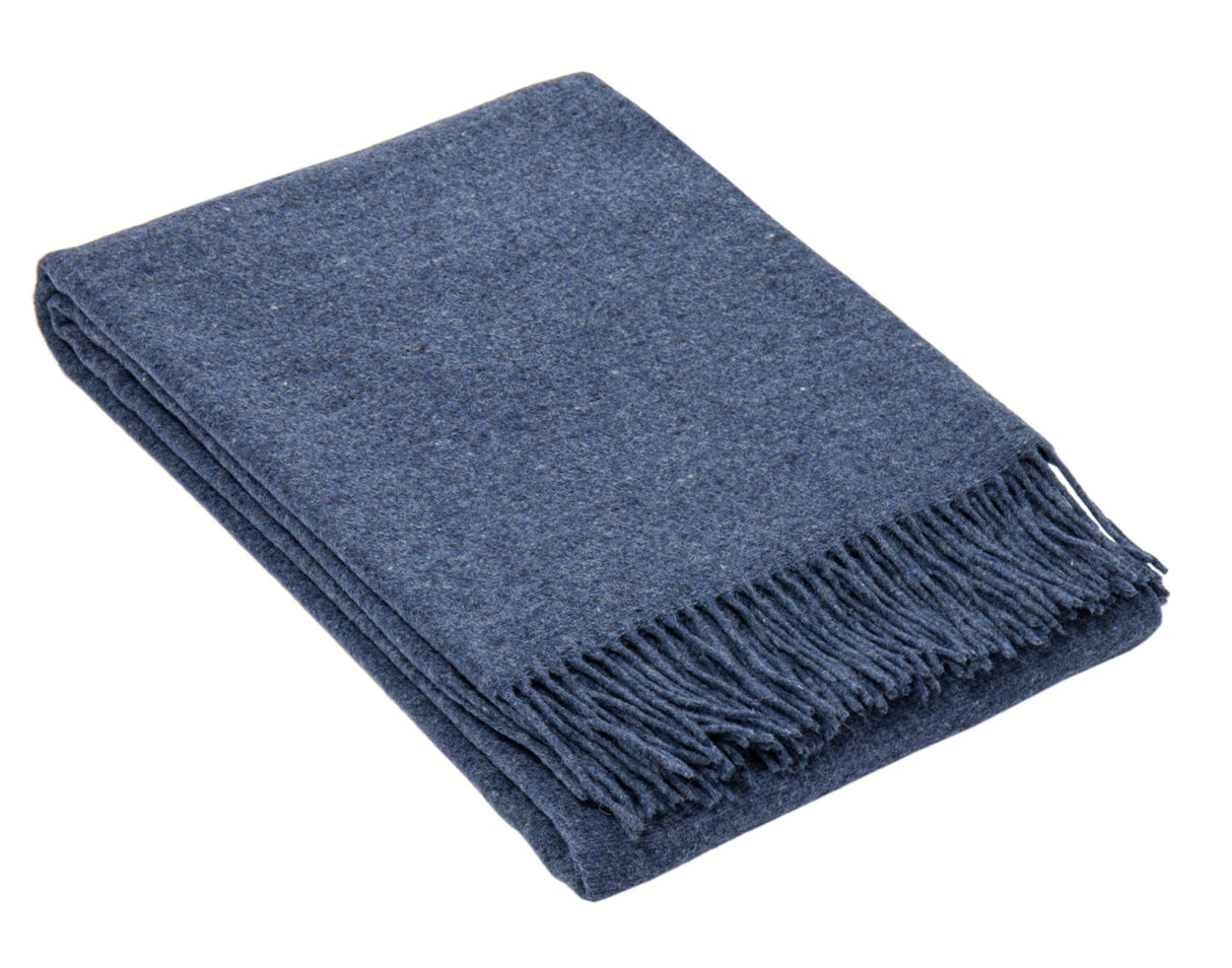 Navy Merino Wool Blend Oxford Throw Blanket