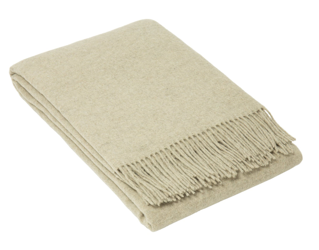 Luxury Merino Wool Blend Throw - Stone