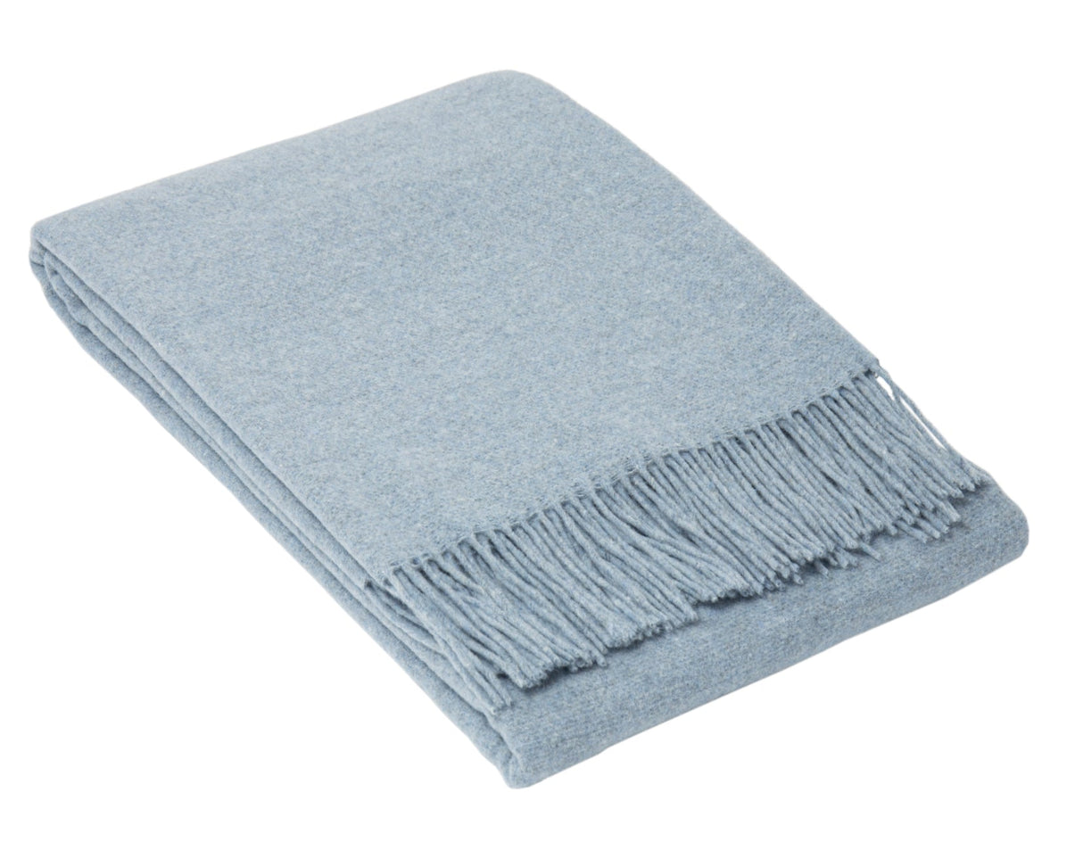 Luxury Merino Wool Blend Throw - Soft Sky Blue