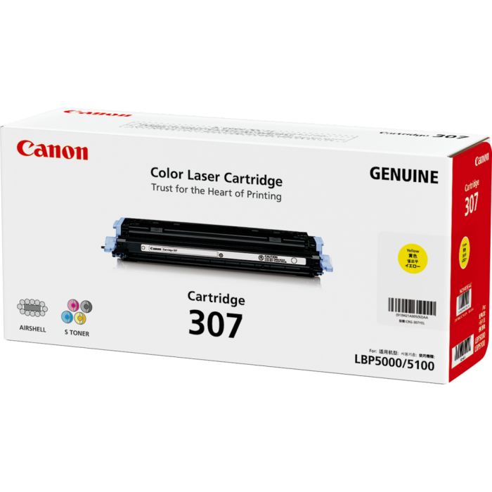 CANON CART307Y YELLOW TONER FOR LBP5000 LBP5100 2K