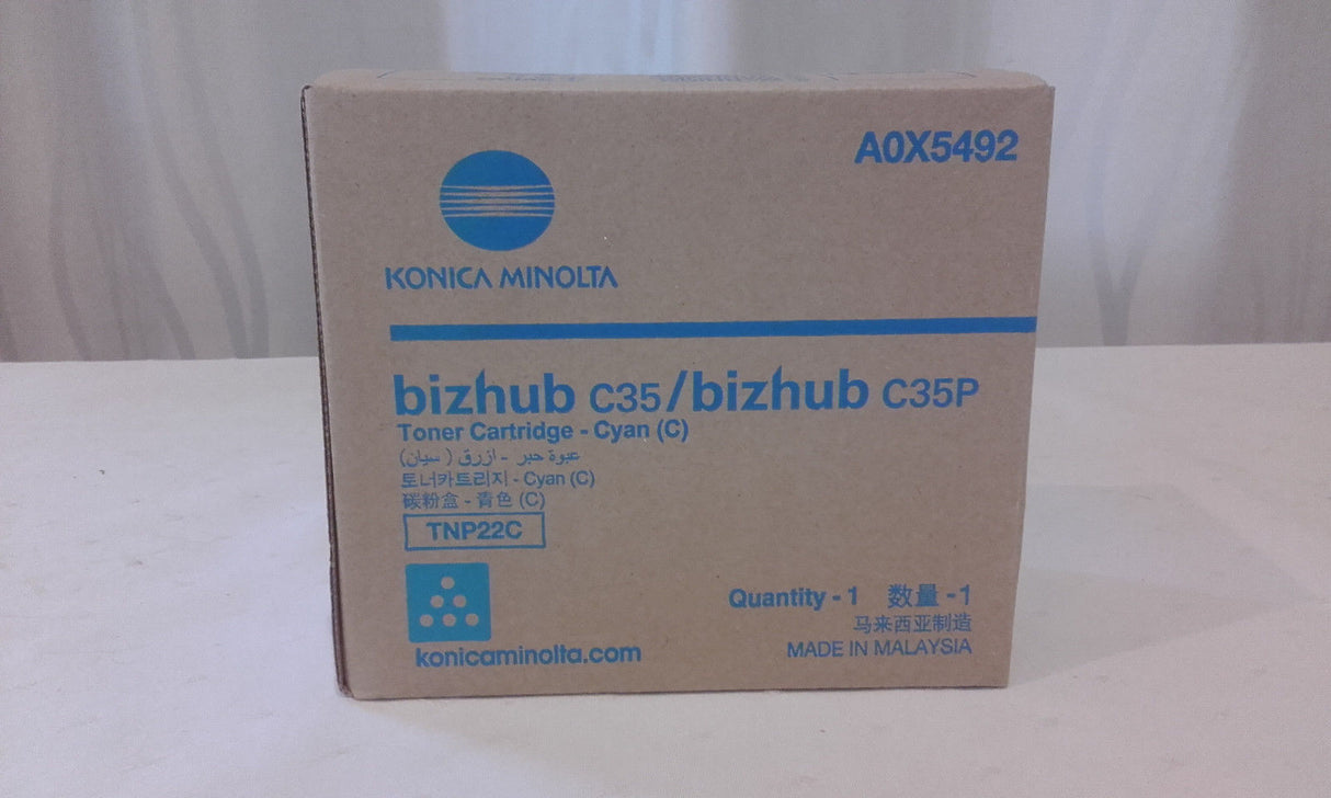 KONICA MINOLTA BIZHUB TNP22 CYAN TONER FOR C25P/C35/C35P - 6000 PRINTS