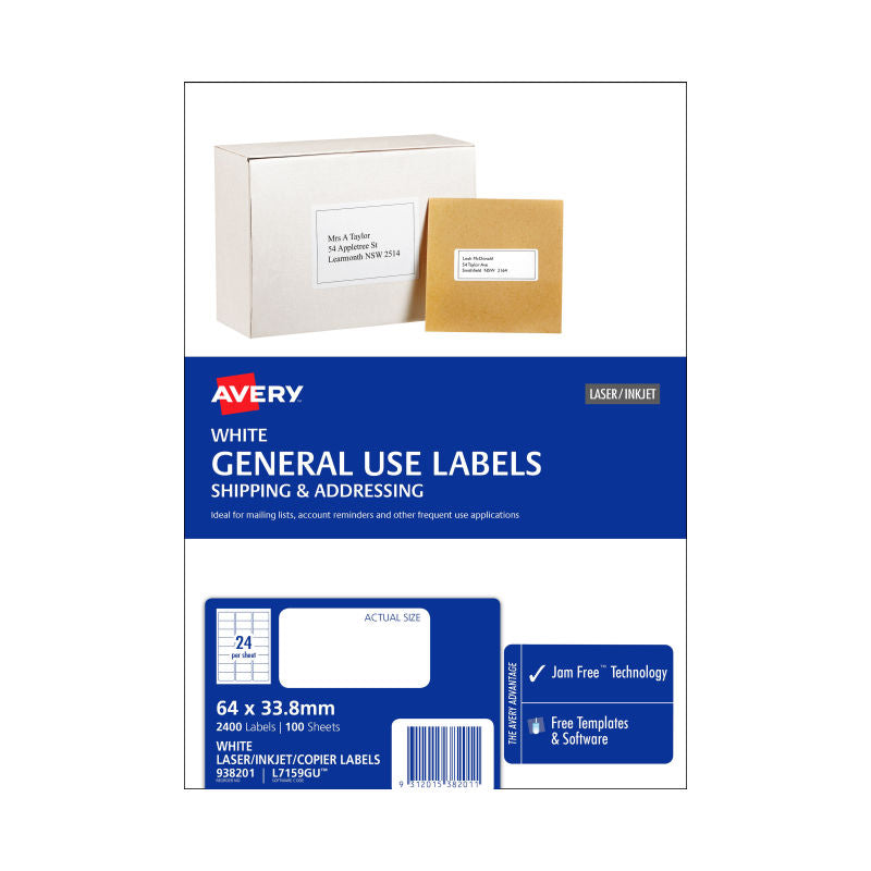 AVERY Gen Label L7159GU 24 Labels per Sheet Box of 100