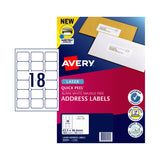 AVERY L7161 Laser Labels - 18 per Sheet, Pack of 100