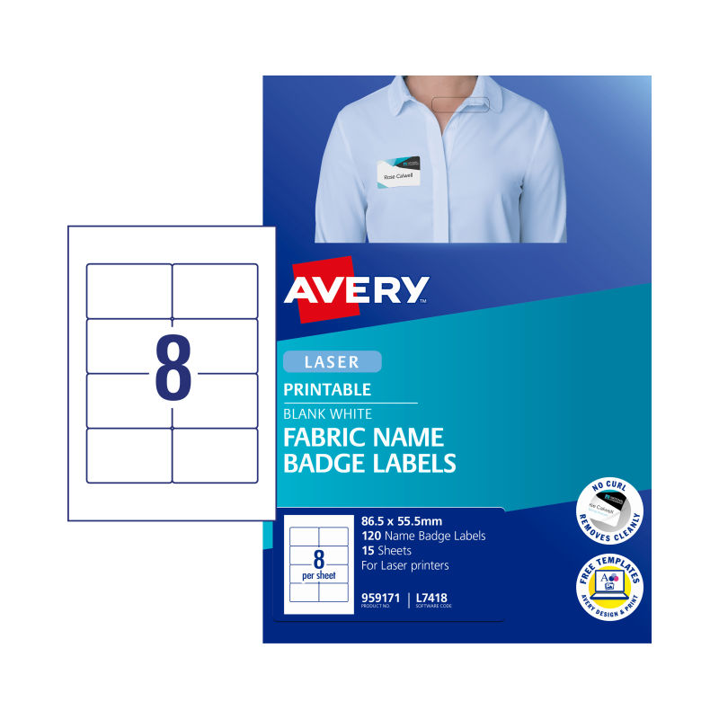 AVERY L7418 Laser Labels - 8 Labels per Sheet, 15 Pack