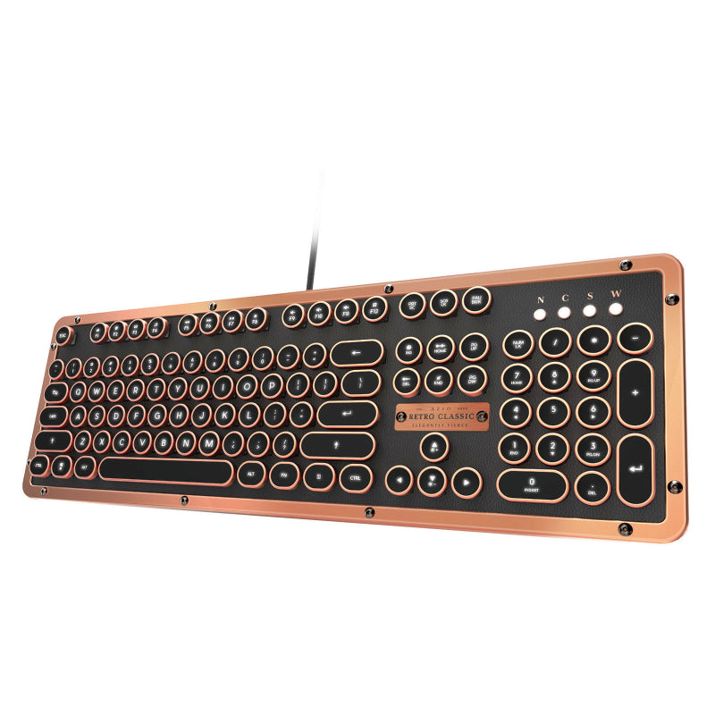 AZIO Vintage Style Keyboard in Black/Brown