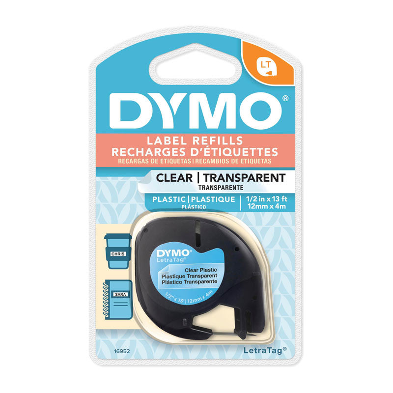 DYMO Premium Light Plastic Labels 12mm x 4m Clear