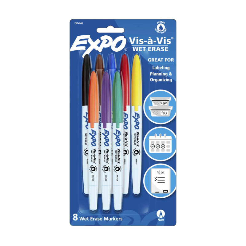 EXPO Fine Tip Assorted Whiteboard Markers - Pack of 8