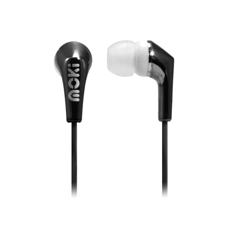 MOKI Life Noise-Isolating Metallic Earbuds in Black