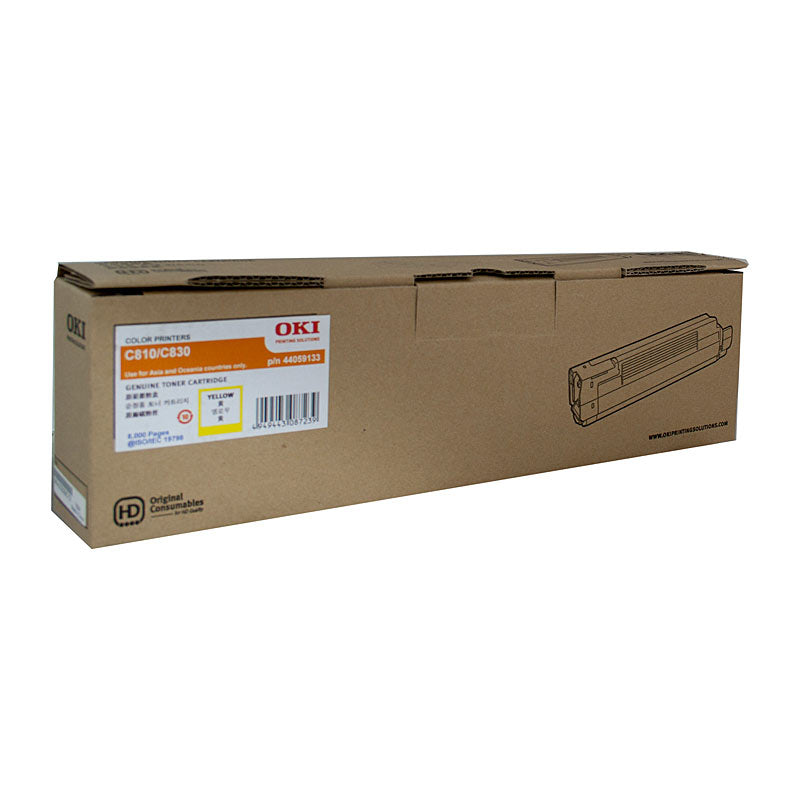 OKI C810 Genuine Yellow Toner Cartridge - 8,000 Page Yield