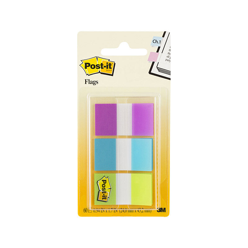 POST-IT Flags 680-PBG Purple, Blue, Green - Pack of 3 (Box of 6)