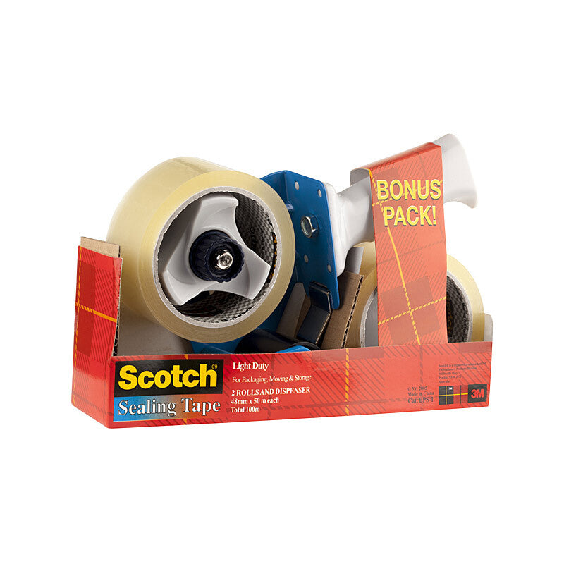 Scotch Packaging Tape Dispenser BPS-1 with Bonus Pack of 2 Rolls