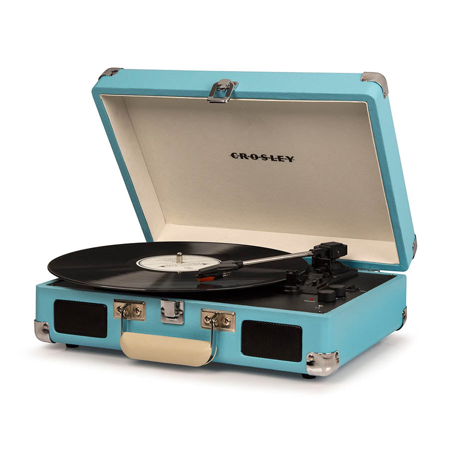 Crosley Cruiser Bluetooth Turntable & Vintage LP Storage Crate in Turquoise