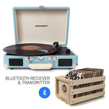 Crosley Cruiser Bluetooth Turntable & Vintage LP Storage Crate in Turquoise