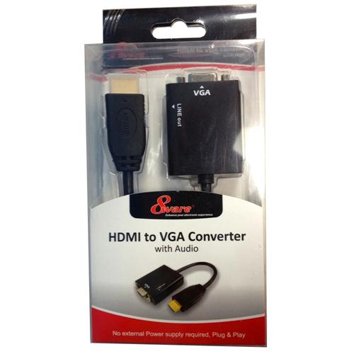 HDMI to VGA Converter with 3.5mm Audio Output - No Power Required, Plug & Play Design