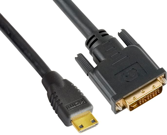 Astrotek 60cm Mini HDMI to DVI Cable - 19-Pin Male to 24+1-Pin Male, 30AWG, Gold Plated, Black PVC Jacket, RoHS Compliant