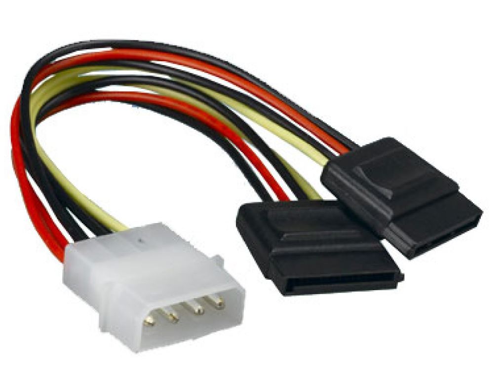 ASTROTEK 4-Pin to Dual 15-Pin SATA Power Cable - 18AWG RoHS Compliant