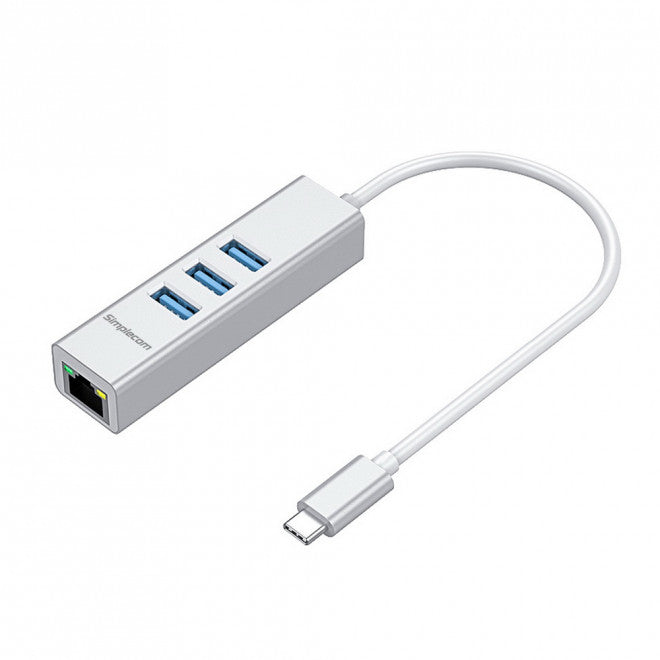 SIMPLECOM CHN421 Premium Aluminium USB-C Hub with 3 USB-A Ports and Gigabit Ethernet Adapter