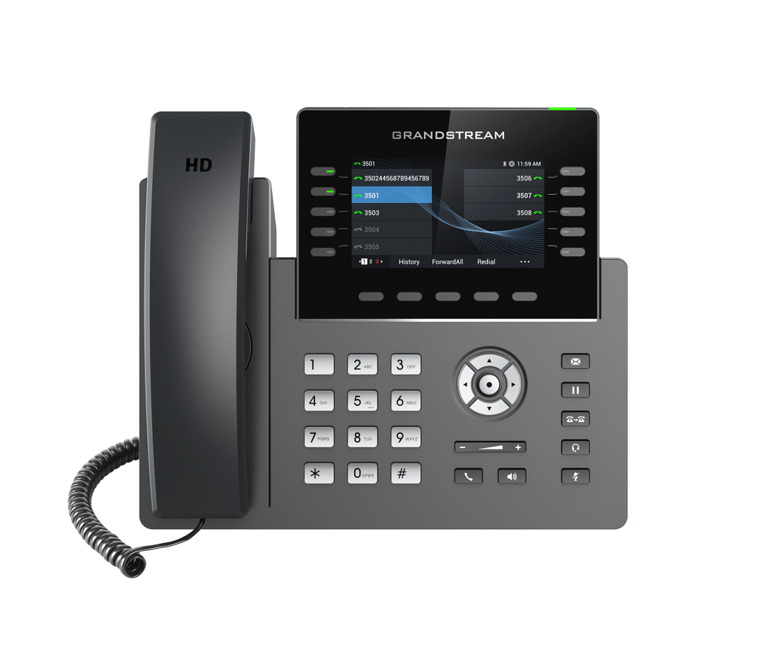 GRANDSTREAM GRP2615 10 Line IP Phone, 16 SIP Accounts, 480x272 Colour Screen, HD Audio, Powerable Via POE