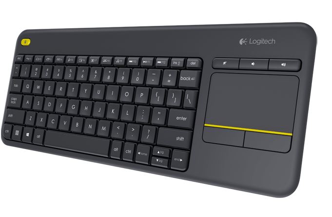 Logitech K400 Plus Wireless Touch Keyboard with Integrated Trackpad and Media Controls for Smart TVs and HTPCs