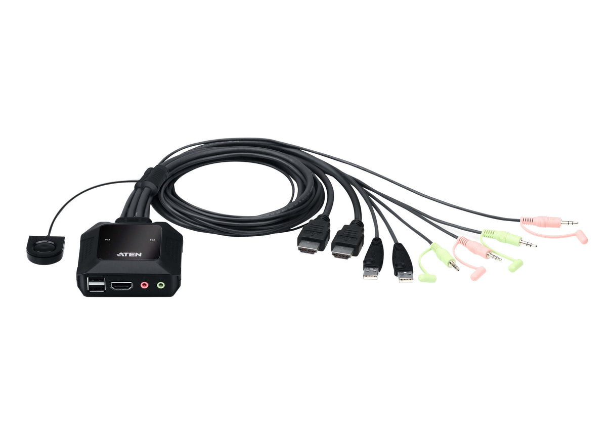 ATEN 2-Port 4K @60Hz HDMI KVM Switch with Built-in Remote Selector for Seamless Computer Access