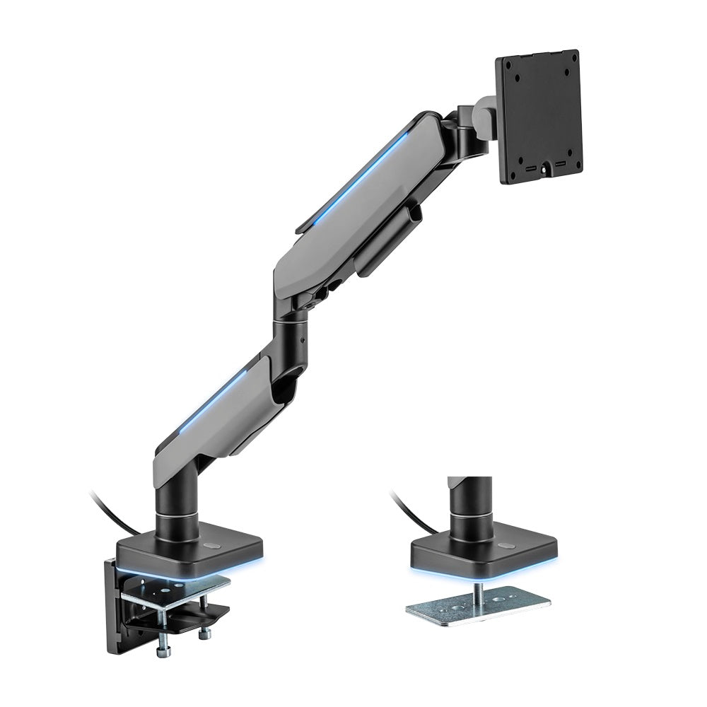 BRATECK Premium RGB Heavy-Duty Monitor Arm for 17'-49' Screens - VESA 75x75 & 100x100 Compatibility