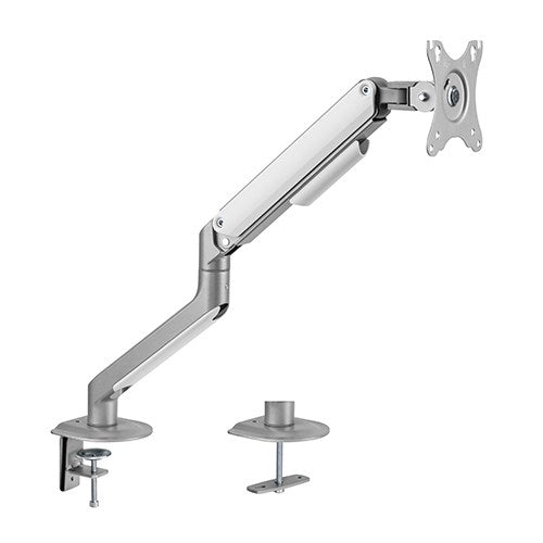 BRATECK Ergonomic Spring-Assisted Single Monitor Arm for 17'-32' Displays, Supports up to 9kg, VESA 75x75/100x100, Sleek Matte Grey Finish