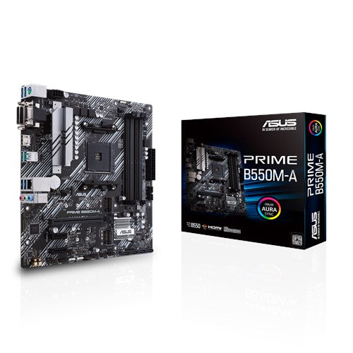 ASUS B550M-A Micro ATX Motherboard for Ryzen AM4 with Dual M.2, PCIe 4.0, and Aura Sync RGB