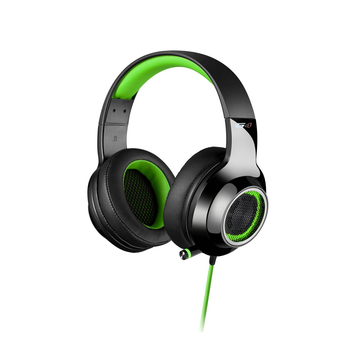 EDIFIER G4 V4 USB Gaming Headset - 7.1 Virtual Surround Sound with Retractable Mic and LED Lights - Green Mesh Design for PC and Laptop Gaming