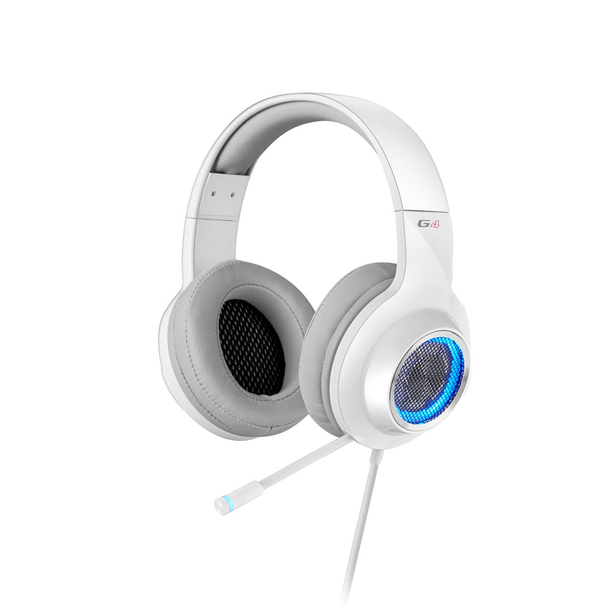 EDIFIER V4 Gaming Headset - 7.1 Virtual Surround Sound USB with Retractable Mic & LED Lights - White Edition for PC and Laptop