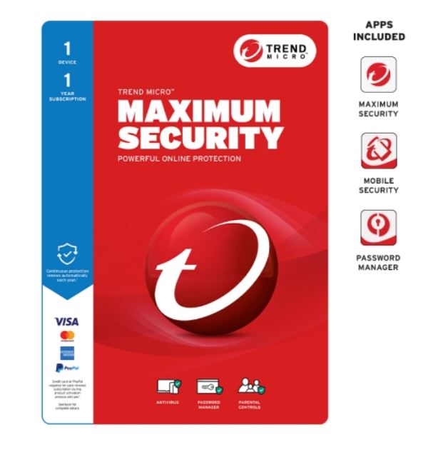 TREND MICRO Maximum Security for One Device - Retail Mini Box with Auto Renewal