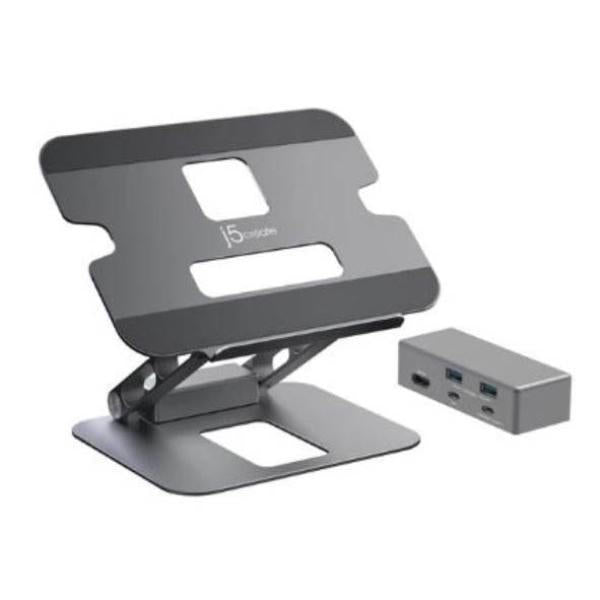 J5create JTS327 Adjustable 4K HDMI Docking Station with USB-C Pass-Through and Multi-Angle Laptop Stand