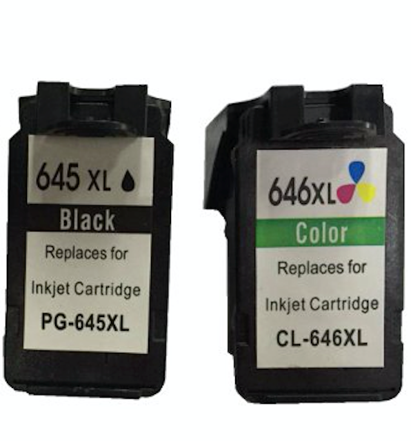 Premium Remanufactured Ink Cartridge Value Pack: 1 x PG645XL Black & 1 x CL646XL Colour with New Chip