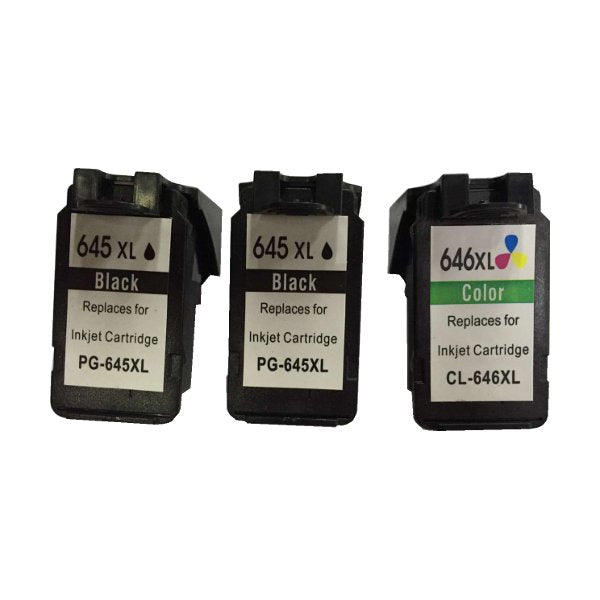 Premium Remanufactured Ink Cartridge Bundle: 2 x PG645XL Black & 1 x CL646XL Colour with New Chip