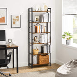 Industrial-Style 6-Tier Storage Shelf with Sturdy Steel Frame in Rustic Brown and Black, 186 cm Tall