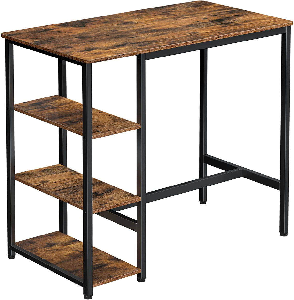 Rustic Industrial Dining Table with 3 Shelves and Sturdy Steel Frame, 109 x 60 x 100 cm