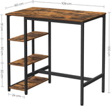 Rustic Industrial Dining Table with 3 Shelves and Sturdy Steel Frame, 109 x 60 x 100 cm