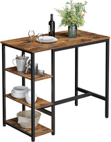 Rustic Industrial Dining Table with 3 Shelves and Sturdy Steel Frame, 109 x 60 x 100 cm