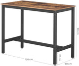 Stylish Vintage Bar Table with Sturdy Metal Frame - 120 x 60 x 90 cm