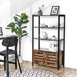 Industrial Rustic Brown Storage Cabinet with Louvred Doors and Three Shelves