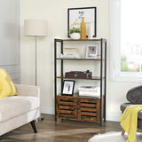 Industrial Rustic Brown Storage Cabinet with Louvred Doors and Three Shelves