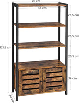 Industrial Rustic Brown Storage Cabinet with Louvred Doors and Three Shelves