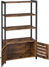 Industrial Rustic Brown Storage Cabinet with Louvred Doors and Three Shelves