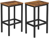 Rustic Brown Bar Stool Set of 2 - Stylish and Space-Saving Design