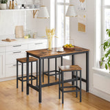 Rustic Brown Bar Stool Set of 2 - Stylish and Space-Saving Design