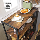 Industrial Rustic Kitchen Baker's Rack with Metal Baskets, Shelves, and Hooks - 80 x 35 x 95 cm